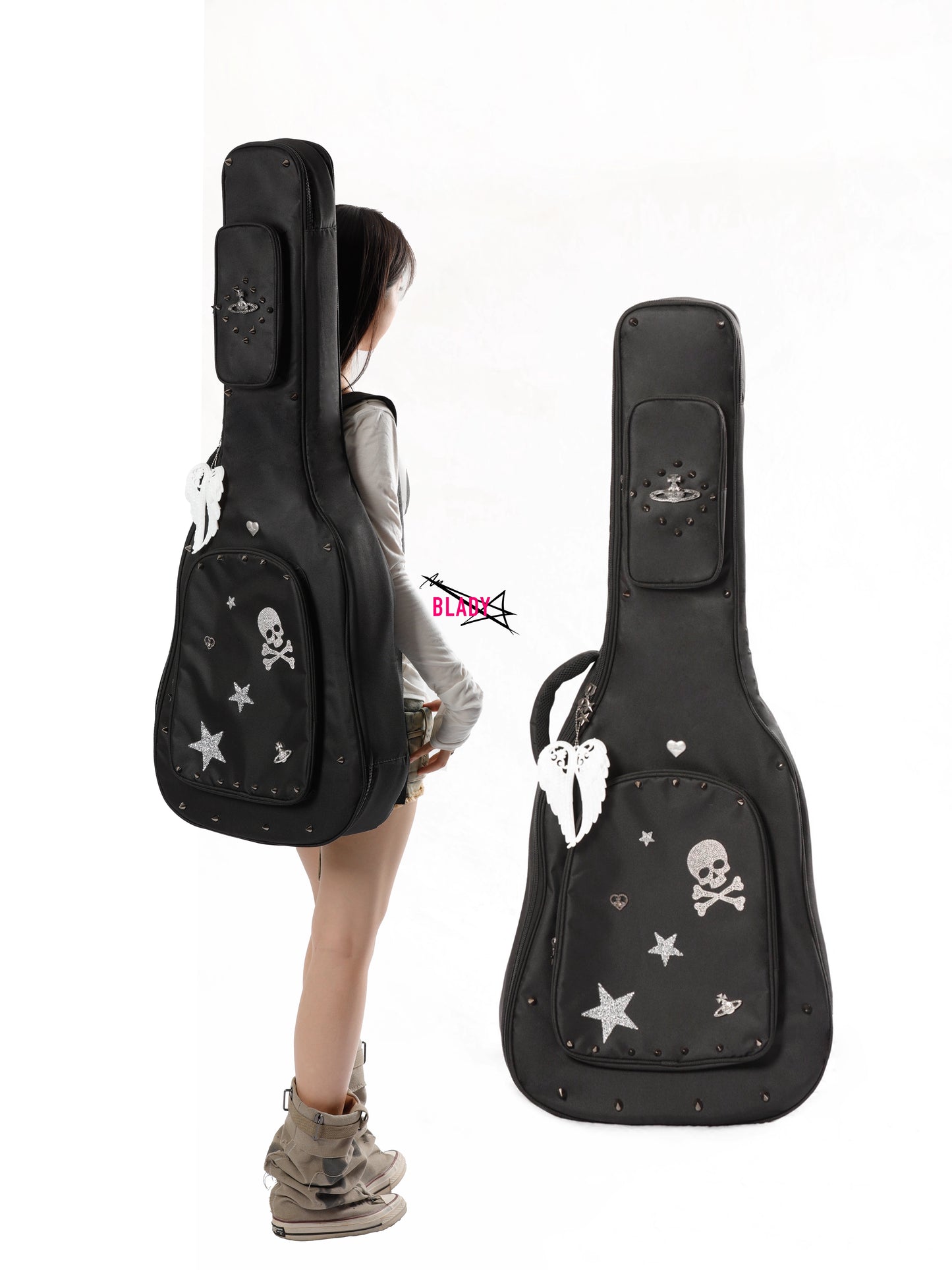 Skull-Studded Guitar Gig Bag| SHigh-Impact Rock| Shockproof and waterproof