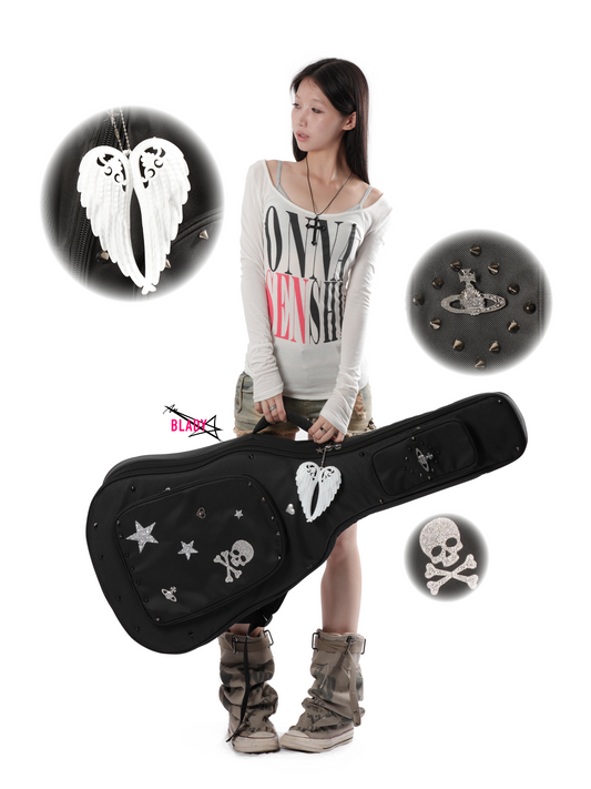 Skull-Studded Guitar Gig Bag| SHigh-Impact Rock| Shockproof and waterproof