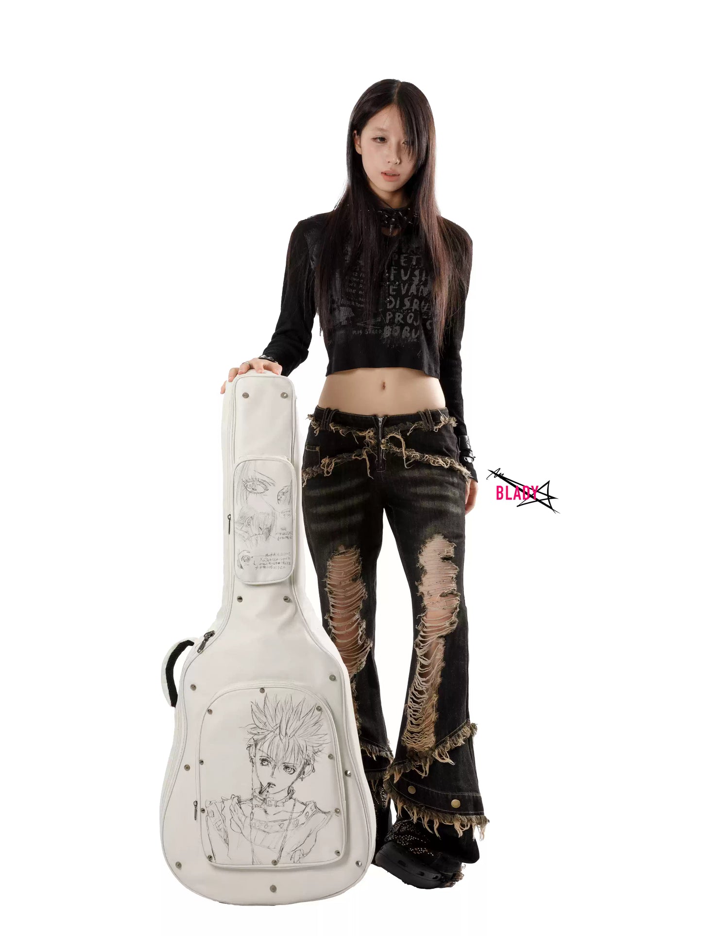 Shin from NANA Guitar Bag|Hand-Painted Original Design|Punk Rock Style, Fits Acoustic, Electric & Bass