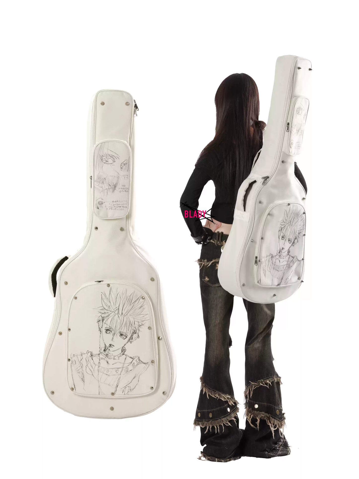 Shin from NANA Guitar Bag|Hand-Painted Original Design|Punk Rock Style, Fits Acoustic, Electric & Bass