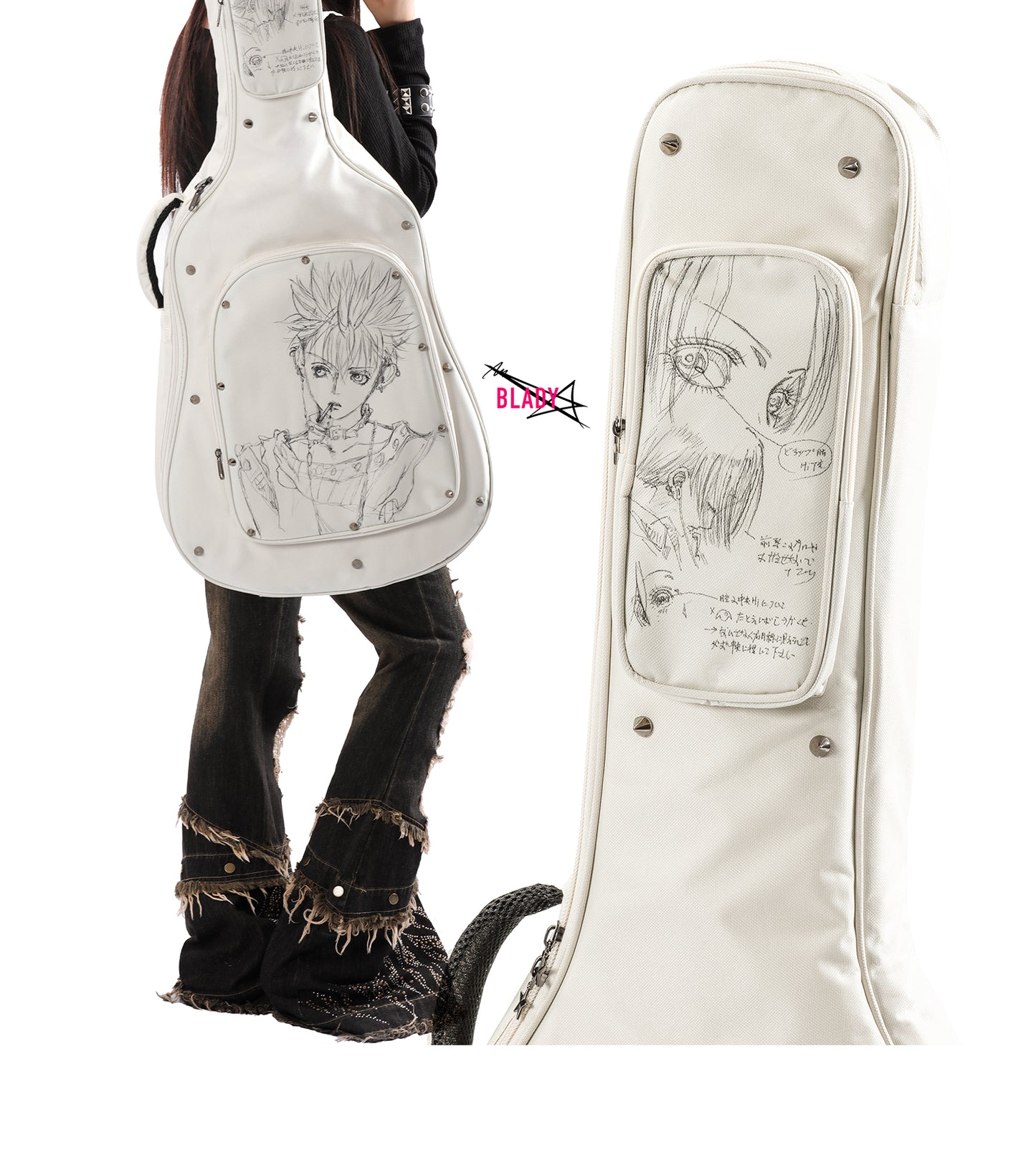 Shin from NANA Guitar Bag|Hand-Painted Original Design|Punk Rock Style, Fits Acoustic, Electric & Bass