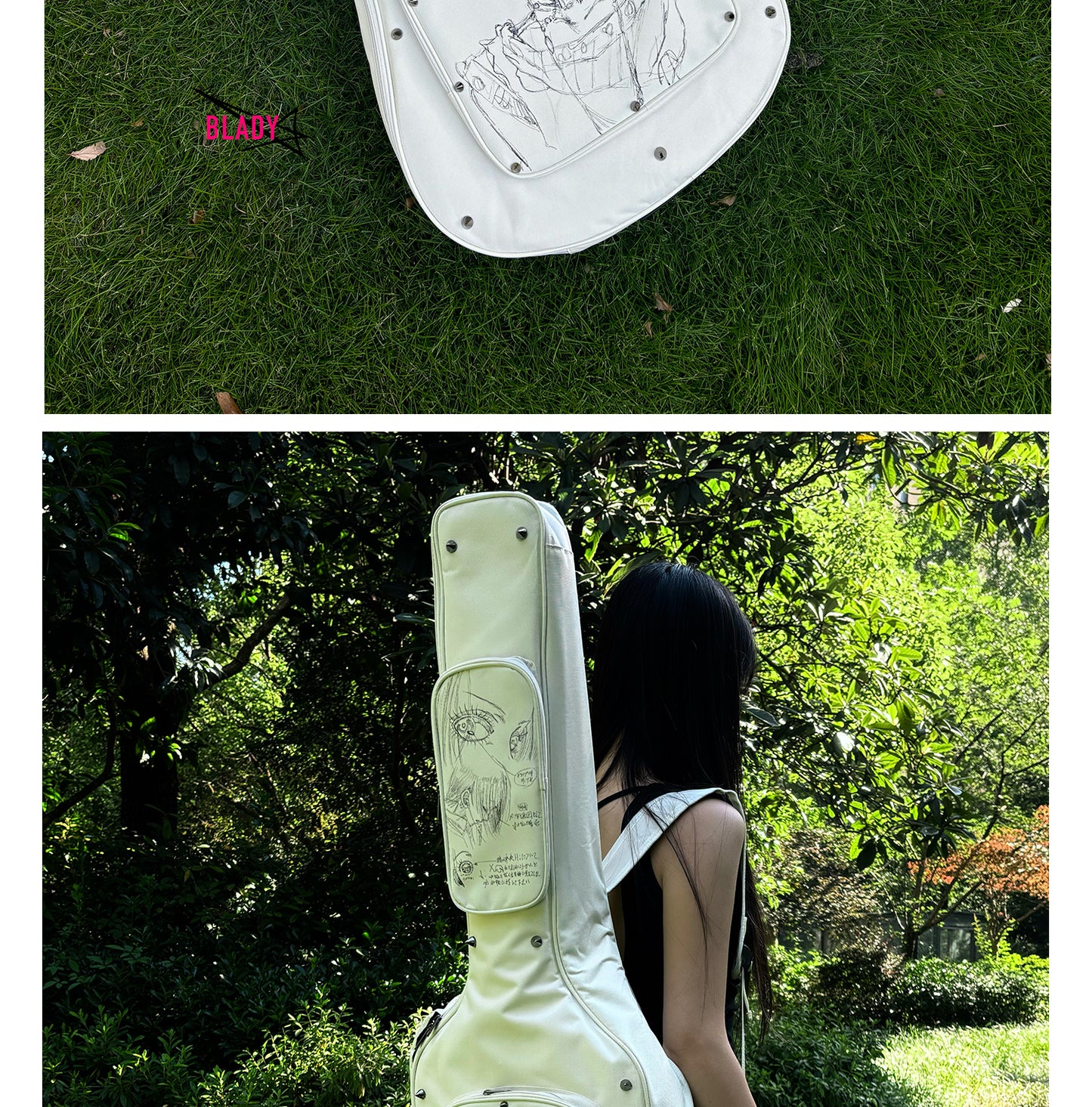 Shin from NANA Guitar Bag|Hand-Painted Original Design|Punk Rock Style, Fits Acoustic, Electric & Bass
