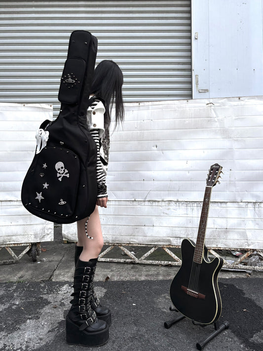 Skull-Studded Guitar Gig Bag| SHigh-Impact Rock| Shockproof and waterproof