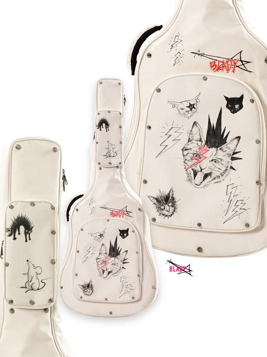 Bowie Cat Guitar Bag｜Hand-Painted Original Art｜Punk Rock Style, Fits Acoustic, Electric & Bass