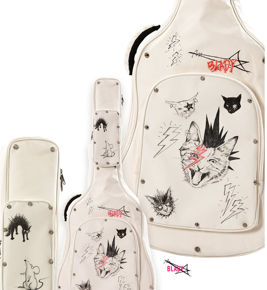 Bowie Cat Guitar Bag｜Hand-Painted Original Art｜Punk Rock Style, Fits Acoustic, Electric & Bass